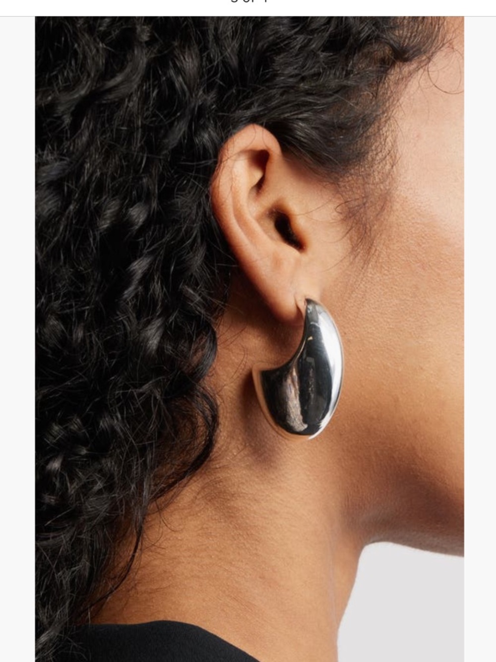 Polished Silver Crescent Hoop Earrings - Women Jewelry New